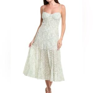 🌿 MISA Los Angeles Floral Eyelet Midi Dress XS-S NWT Cottagecore Romantic 🌿